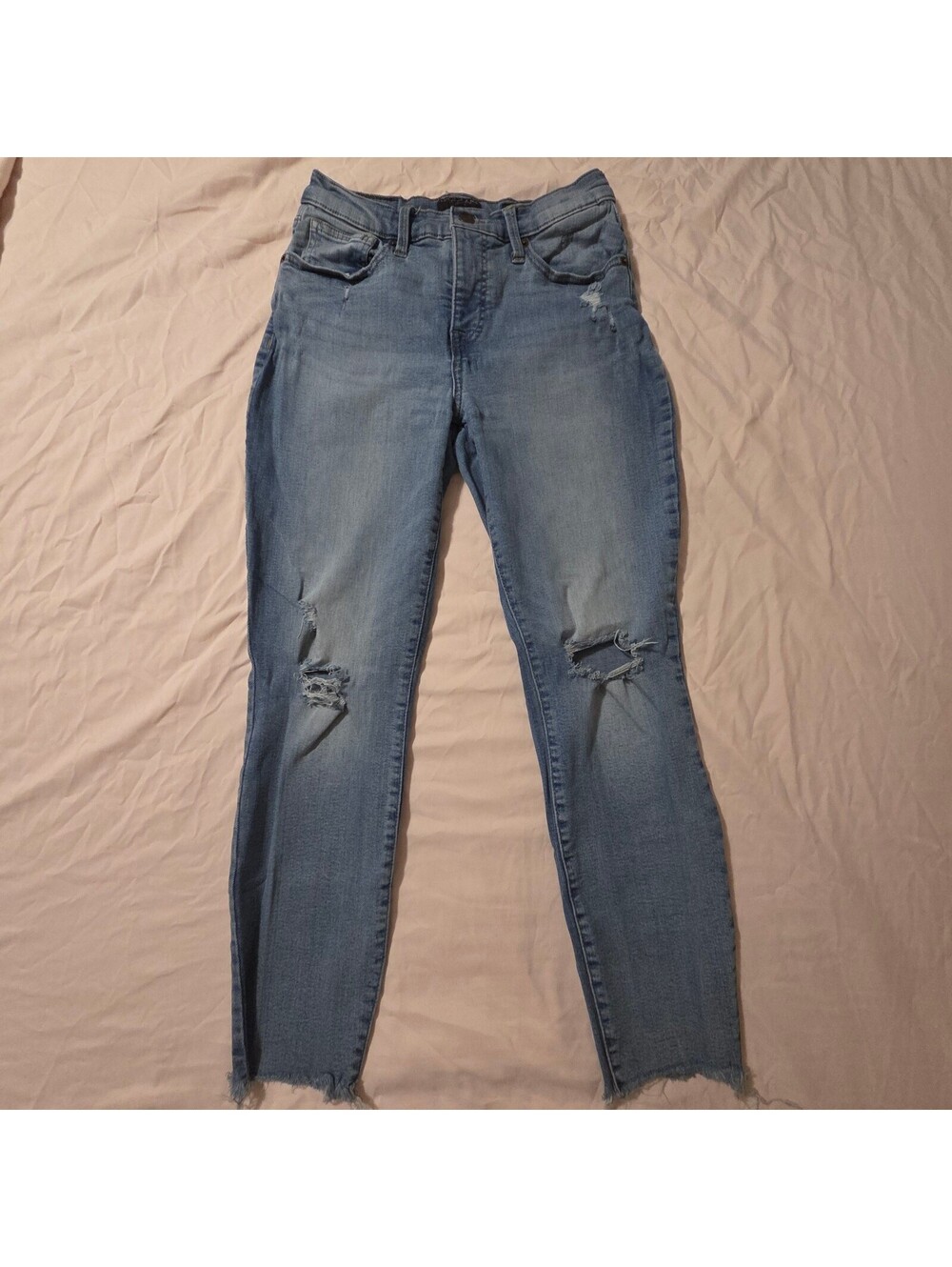 Lucky Brand Mid Rise Skinny Ankle Jeans Size 6/28 Light Wash Distressed